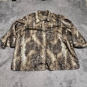 Lauren Ralph Lauren Snakeskin Print Button Up Shirt Women's 3X 3/4 Sleeve